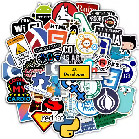 50pcs Cool Programming Stickers Internet Java php Docker Geek Html Bitcoin Vinyl Decals Laptop Phone