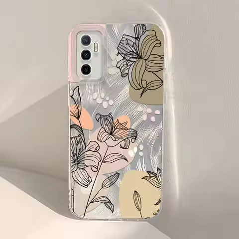 Cute Plant Flowers Pattern IMD Case For Vivo V40 V30 V29 V27 V25 V23 V21 S10E Shockproof Feather Yar