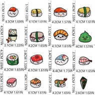 16PCS Tampalan Sushi Nigiri Inari yang boleh dilekatkan dengan seterika, Tampalan Bordir Makanan Jep