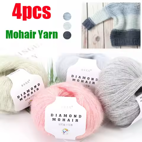 4pcs X25g Mohair Yarn Cheap Knitting Yarn Crochet Baby Wool Yarn for Knitting Sweater Socks 166m 0.9