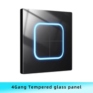 Tempered glass panel 1 2 3 4 gang wall button light switch 1 2Way international general LED indicato