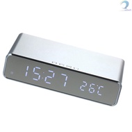 Wireless Charger Desk Clock LED Digital Clock Temperature Meter ℃/ ℉ Switchable Wireless Charging Device Multifunctional LED Alarm Clock with Calendar for Home [Sellwell]TOP1
