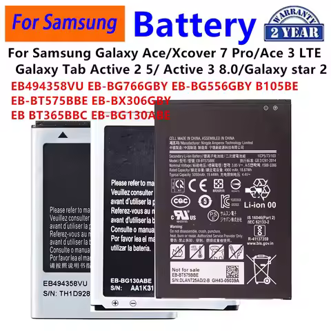 EB494358VU BG766GBY EB-BG556GBY EB-BT575BBE BX306GBY BT365BBC Battery For Samsung Ace 3 LTE Xcover 7