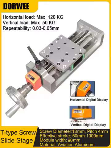 XYZ Axis Manual T-type Sliding Table Ball Screw Double Linear Rail Stage with Digital Display 2PCS H