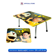 Meja Belajar Lipat / Meja Kursi lipat Portable / Meja Laptop Serbaguna Motif Karakter Kayu Alami Dor