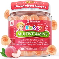 Kids Multivitamin Gummies + Omega 3(DHA/EPA), Methylated Multivitamin for Kids + Iron, Choline, Prob