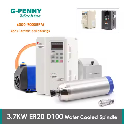 G-Penny 3.7kw ER20 Water Cooled Metal Working Spindle Motor Kits 4000-9000rpm 4 Pole & BD612/BD600 V