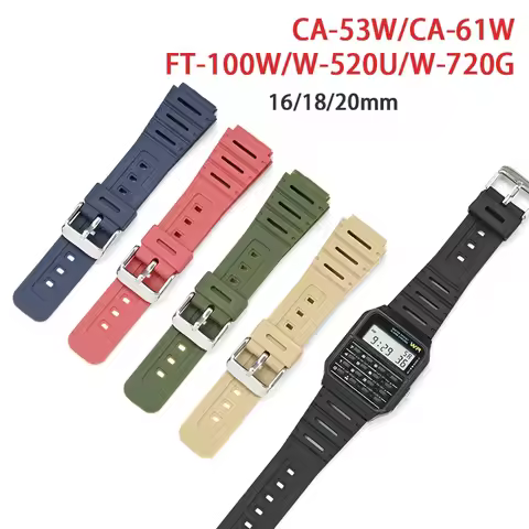 YJ 18/20mm Convex Silicone Strap for Casio CA-53W CA-61W FT-100W W-520U W-720G F-105 F-91W Men Women