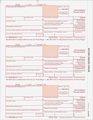 1099-NEC Tax Forms for 2025 | 3-up Federal Copy A Form Only | Qty 10