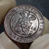 Koin 1 Cent Nederlandsch Indie / Indonesia Tahun 1858 (Hindia Belanda)