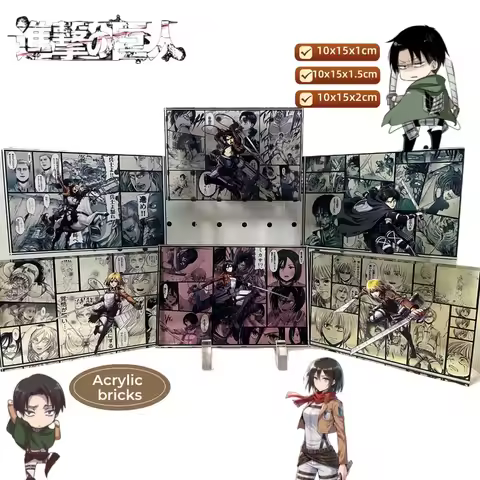 Attack on Titan Eren Jager Mikasa Ackerman Levi Ackerman Anime Cartoon Acrylic Brick Statement Table