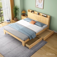 Pure Solid Wood Mizhu Pine Male Modern Girl Bed 0J European Simple 1.5 Single Bed Mi Double Bed 1.81
