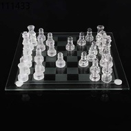 Catur chess set Chess Exquisite Glass Chess Black Transparent Chess Medium galss chess Glass Chess