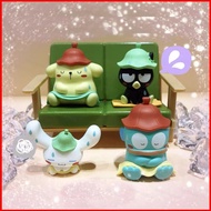 SQ5 4pcs Sanrio Action Figure Cinnamoroll BADBADTZ-MARU POM POM PURIN Sauna Model Dolls Toys For Kid