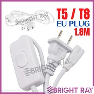 1.8M 3 Pins EU T5 LED Tube Light Switch Cable Wire LED T8 / T5 Connector 3 Pin Lamp Wiring Light Con
