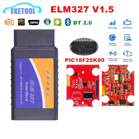 V1.5 PIC18F25K80 ELM327 Bluetooth V1.5 Wireless Scanner Supports All OBD2 Protocols ELM 327 For Andr