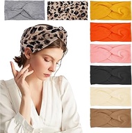 Pack of 8 Women's Hair Bands, 22 x 10.5 cm Wide Headband, Elastic Soft Headbands, Women's Summer Boh