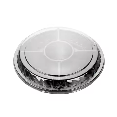 10PCS Disposable 5 Compartment Food Storage Containers Round Plastic Salad Fruits Box with Lids
