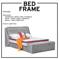 KING SIZE BEDFRAME/KING BEDFRAME WITH HEADBOARD/DIVAN BED/FABRIC BEDFRAME WITH BENCH CHAIR