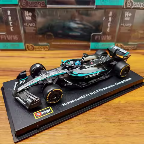 Bburago 1: 43 Mercedes Benz 2025 W16 Formula One Racing Model F1 George Russell Kimi Antonelli Drive