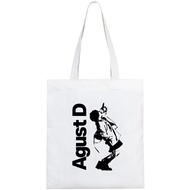 TWKPOP Agust D D-2 Printed Canvas Bag Shoulder Bag Folding Bag Tote Bag Shopping Bag Cross-Border Fo