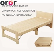 OROR Solid Wood Foldable Bed Single Bed Frame 180cm Long Other Sizes Can Be Customized Height Custom