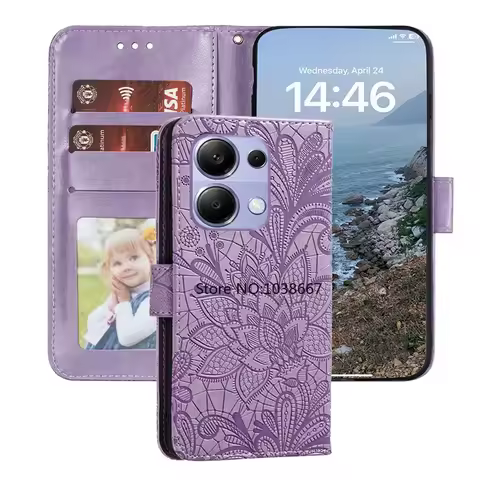 Book Case for Poco M6 Pro X6 Neo X6 Pro M5S F5 X5 X3 X4 Pro 5G PocoPhone C65 C61 C50 C51 C55 flower 