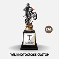 Piala Akrilik Custom Stiker Tatakan Souvenir Hadiah Kemerdekaan Agustusan Ikan Mas / Carp Motocross