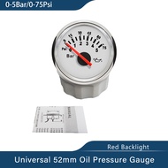 0-5Bar เกจวัดความดันน้ำมัน52มม. 0-10Bar แรงดันน้ำมันเชื้อเพลิงอเนกประสงค์พร้อมไฟแบ็คไลท์สีแดงขนาด9-3