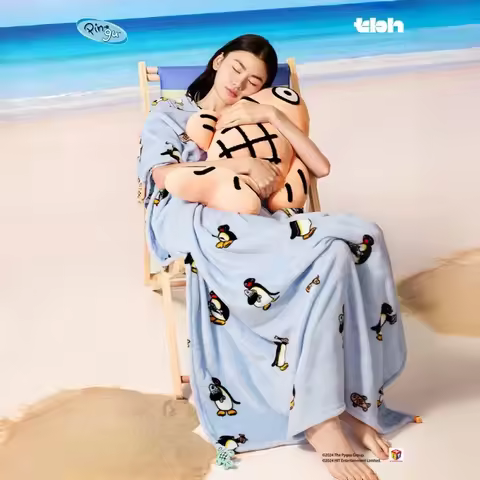 Penguin Fish Tbh Beast Pie Home Panda Bang Bang Pillow Blanket 2-In-1 Flannel Warm Fragrance Blanket