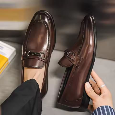 Men Shoes Leather Loafer Men New Loafer Shoes Business Casual Leather Shoes Trendy Slip On Lazy Driv