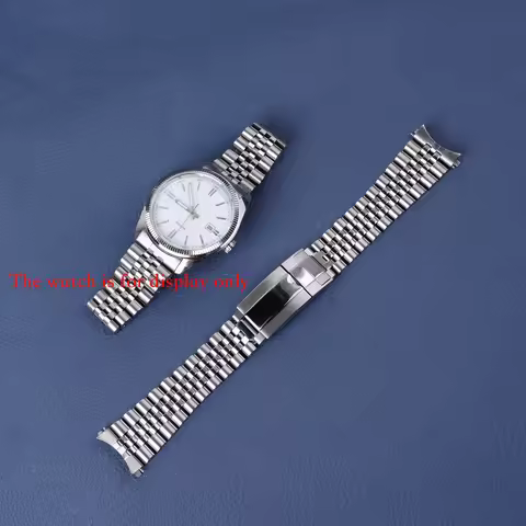 Rolamy 20mm Jubilee Hollow Endband with Oyster Deployment Clasp Stainless Steel Watch Band For Casio