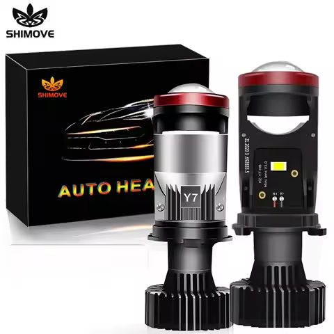 Y7D H4 Bi LED Projector Mini Lens Car Headlight 6000K High Low Beam Turbo Fan Motorcycle Lamp 30000L