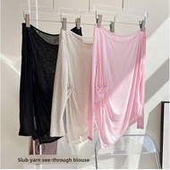 【MAGGIEYOGA】Woman Sports Long Sleeves Split Hem Mesh Breathable Quick Drying Loose Top Gym Exercise