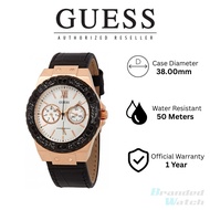 [Official Warranty] GUESS WW0775L9 Ladies Silver Tone Analog Watch Leather Strap Water Resistant 50m