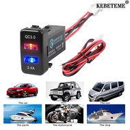 KEBETEME 12V Dual USB Car Charger PD QC3.0+2.4A Car Socket Charger Power Adapter Outlet Auto Car Charger Socket