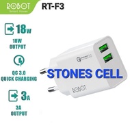 Robot Batok Adaptor Charger RT-F3 Adaptor Charger 2 Port Usb Quick Charger 3.0 18W