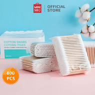 MINISO Cotton Swabs 800pcs Cotton Buds Katun Swabs kapas Korek Kuping Penyeka Kayu Tongkat Wooden St