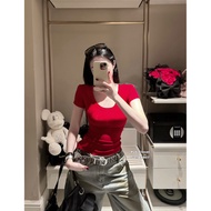 QC shoulder padded U-neck t-shirt (807) padded t shirt
