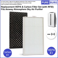 Fits Amway Atmosphere Sky Air Purifier Replacement HEPA & Carbon Filter Set (with RFID) Penapis Udar