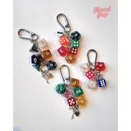 GANTUNGAN Tassel Pop Dice Keychain Premium Aesthetic Bag & Keychain Unique Dice | Emboss Number Dice