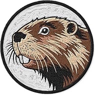 Beaver Patch Embroidered Iron on Patches for Clothes Backpacks Bags Jeans Jackets Size 3" ID45095