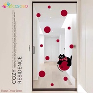 Cartoon Red Polka Dot Cat Decoration Electrostatic Sticker Waterproof Glass Door Anti-collision Stic