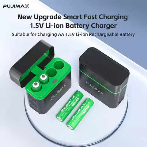 PUJIMAX 4-Slot 1.5V AA 4255mWh Smart Charging Compartment Lithium Battery Rechargeable Charger Set L