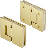 Ranbo 180°Glass-to-Glass Shower Door Hinges,Heavy Duty Solid Brass Construction,Brushed Gold,Fits 5/