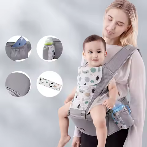 Newborn Ergonomic Baby Carrier Backpack Gray Infant Baby Hipseat Carrier Front Facing Ergonomic Kang