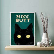 Funny Black Cat Poster Vintage Nice Butt Print Cute Animal Wall Art Canvas Painting Toilet Wall Pict