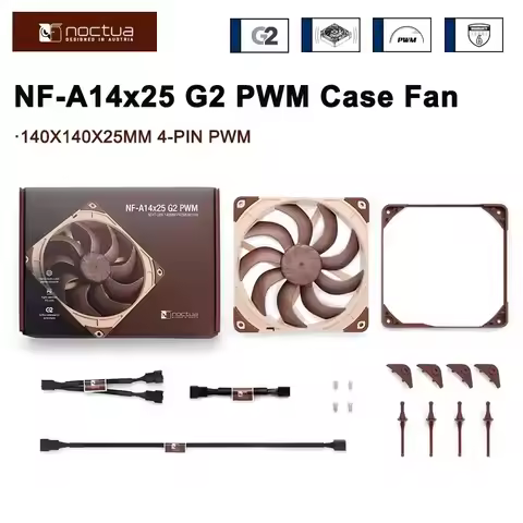 Noctua NF-A14X25 G2 PWM Case Fan 140mm Heat Sink SSO2 Bearing Quiet CPU Cooling Fan 1250-1500RPM Sma