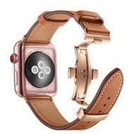 NJISD สายหนังแท้สำหรับสายคาด Apple Watch 45Mm 41Mm 44Mm 40Mm 42Mm 38Mm Ultra 49Mm สายรัดข้อมือ IWatc