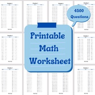 Printable Mathematics Worksheet -4500 Question/ Preschool- Addition , Subtraction , Multiplication ,
